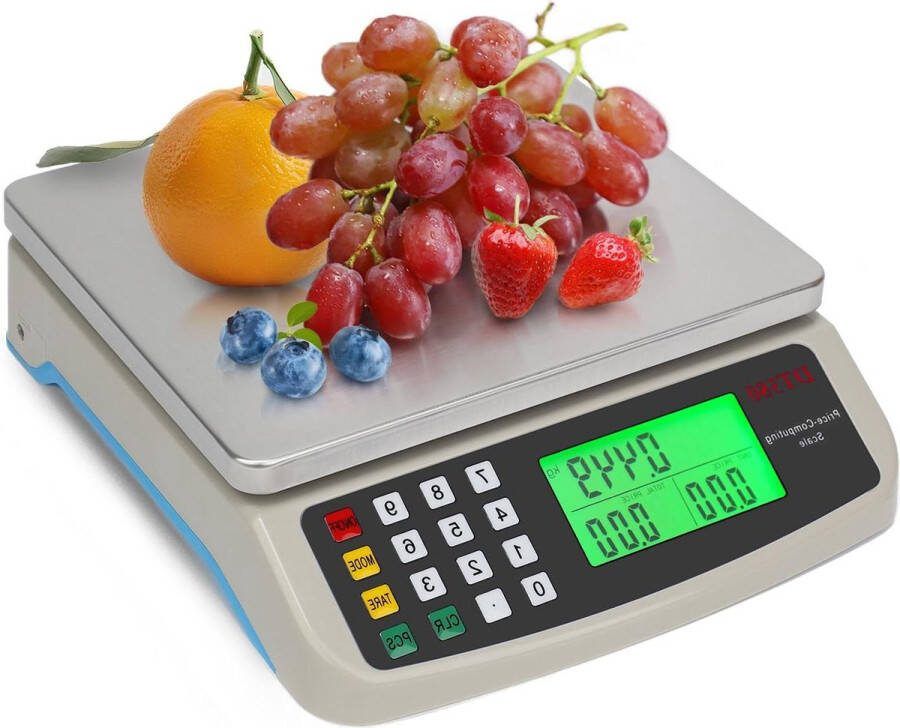 Weegschaal Digitale keukenweegschaal van roestvrij staal 40 kg grote professionele weegschaal voor levensmiddelen voor pizza's bakkerijen en kantines voedselmeter met lcd-display