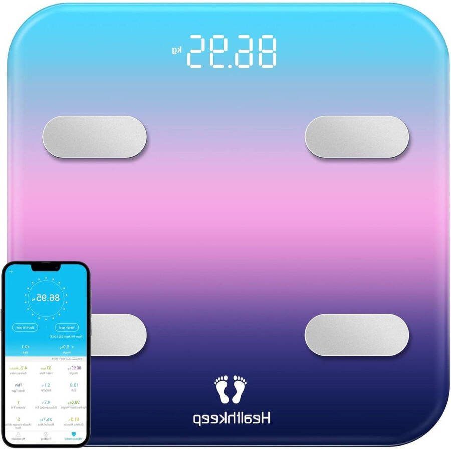 Weegschaal digitale personenweegschaal impedantiometrisch intelligente bluetooth glimlachend