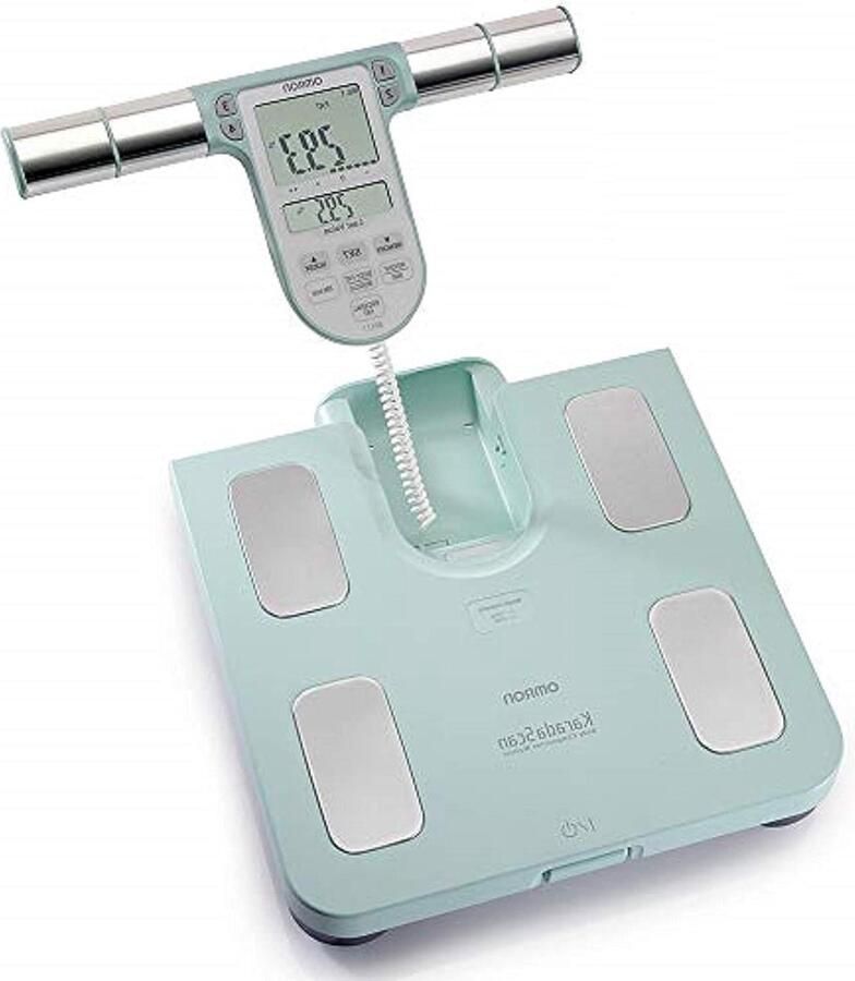 Weegschaal klinisch gevalideerde lichaamscompositiemeter met acht hoognauwkeurige sensoren voor handen en voeten Turquoise