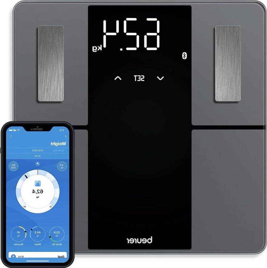 Weegschaal Personenweegschaal Bluetooth Diagnoseweegschaal Netwerk Groot Display Black Edition Extra Analyse Lichaamswaarden