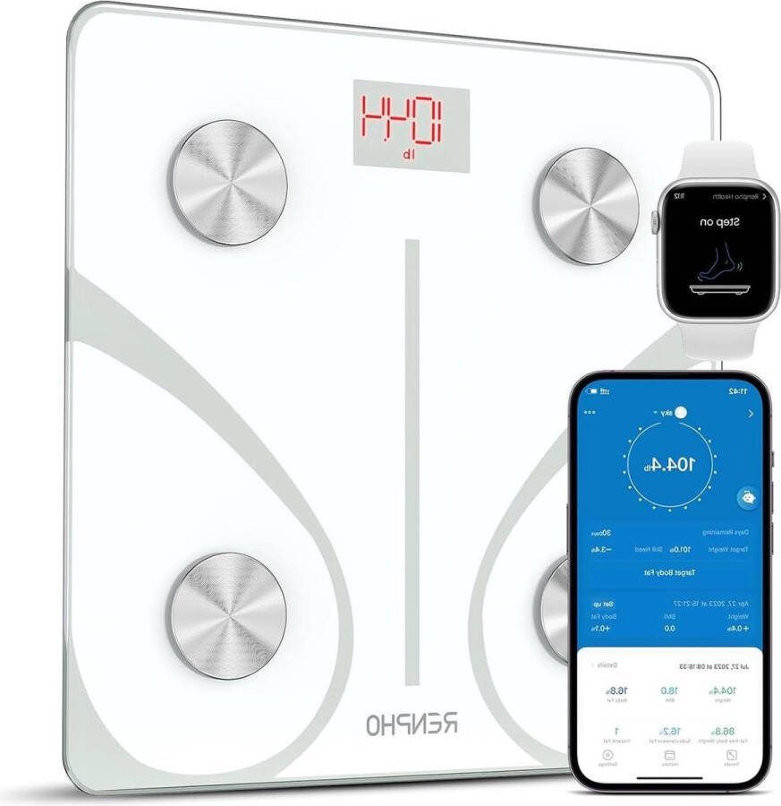 Weegschaal Personenweegschaal Bluetooth Lichaamsvetweegschaal Digitale Lichaamsgewicht Weegschaal Slimme BMI-Schaal Lichaamssamenstelling Monitoren Smartphone-App