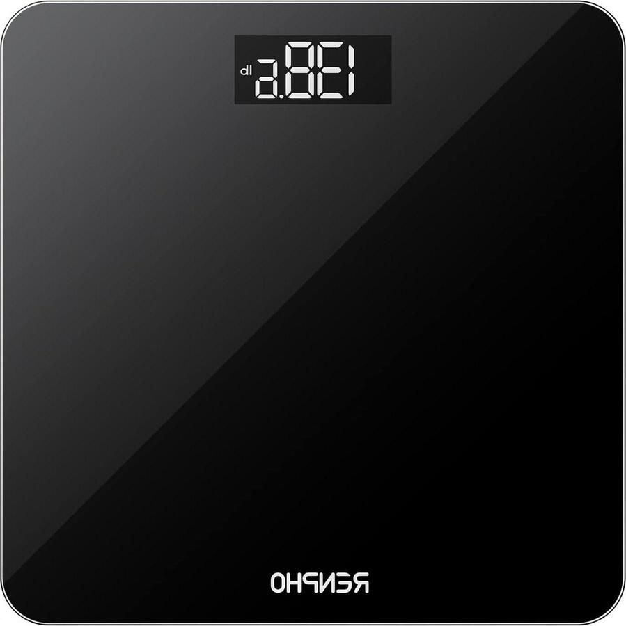 Weegschaal Personenweegschaal Digitale Badkamerweegschaal Hoge Precisie LED-Display Step-On-Technologie 180kg 400lb Zwart