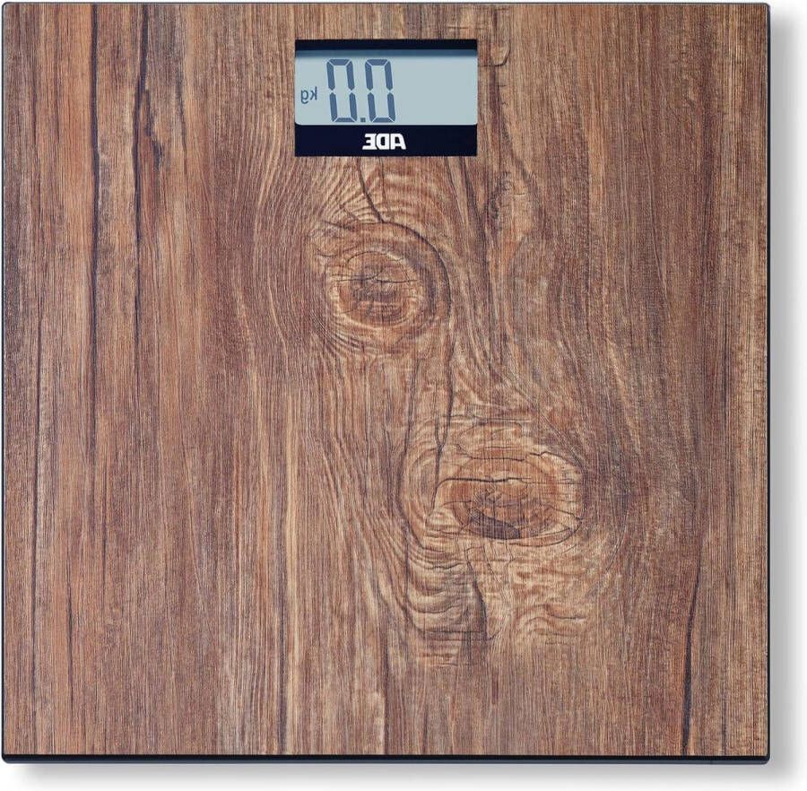 Weegschaal Personenweegschaal Digitale weegschaal met groot verlicht display houtlook antislip veiligheidsglas