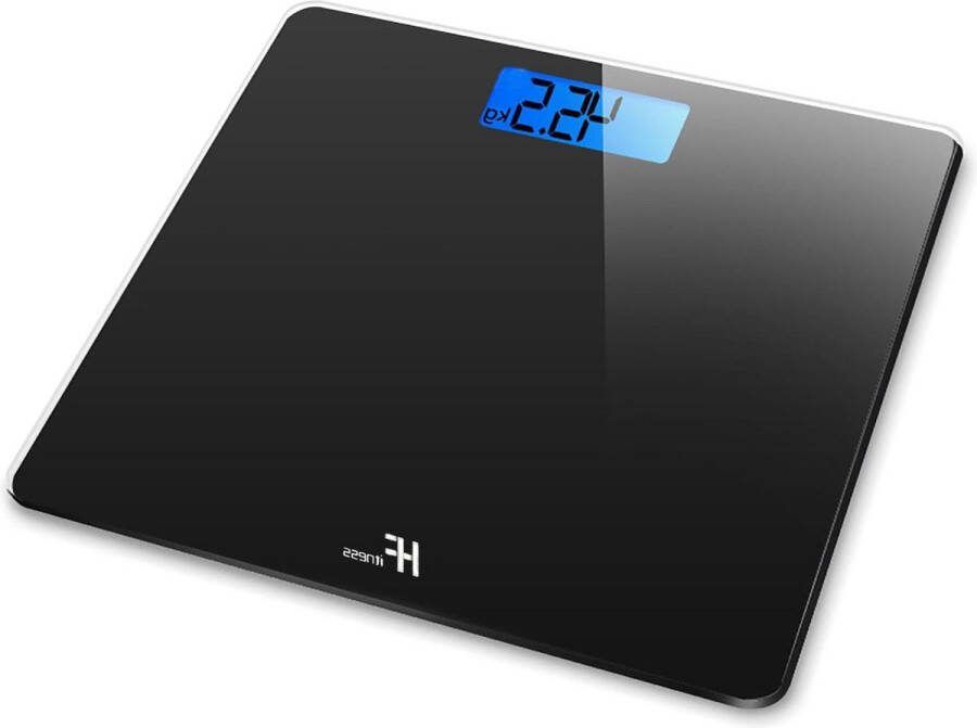 Weegschaal Personenweegschaal Elektronische digitale 180 kg glazen platform met achtergrondverlichting LCD-display