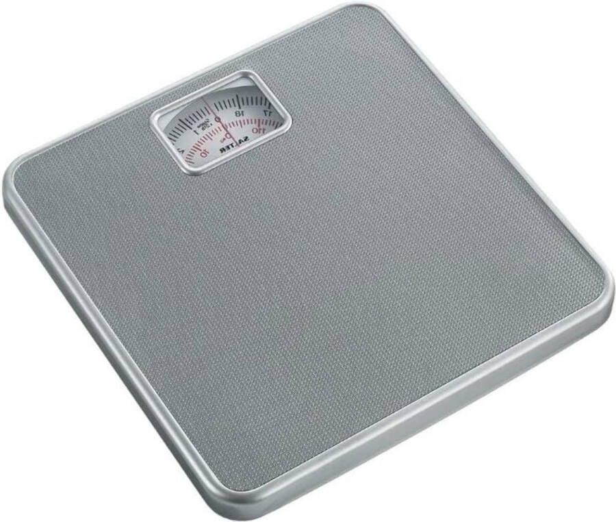Weegschaal Personenweegschaal mechanische antislipmat afleesbaar draaiknop groot platform voetruimte capaciteit 120 kg zilver