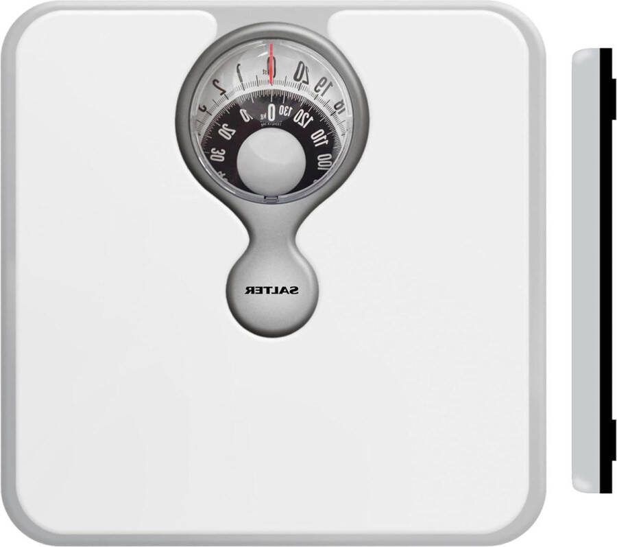 Weegschaal Personenweegschaal mechanische weegschaal 133kg capaciteit vergrootlens badkamer afleesbaar geen batterijen wit