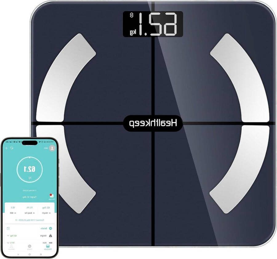 Weegschaal Personenweegschaal slimme weegschaal bluetooth impedantiemeter personenweegschaal hoge precisie met 13 analyses van de lichaamssamenstelling app inbegrepen capaciteit 180 kg 400 lb Gewichtsbeheersing Gezondheid