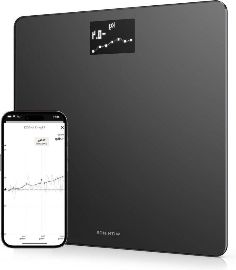 Weegschaal Personenweegschaal Slimme weegschaal met wifi en BMI-meter digitale badkamerweegschaal app-synchronisatie via Bluetooth of wifi