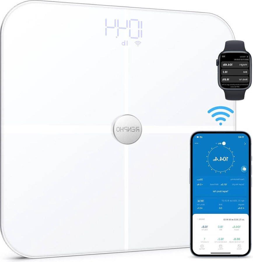 Weegschaal WiFi Badkamerweegschaal Lichaamsvetweegschaal Bluetooth Spiermassa BMI Waterpercentage 13 Lichaamswaarden