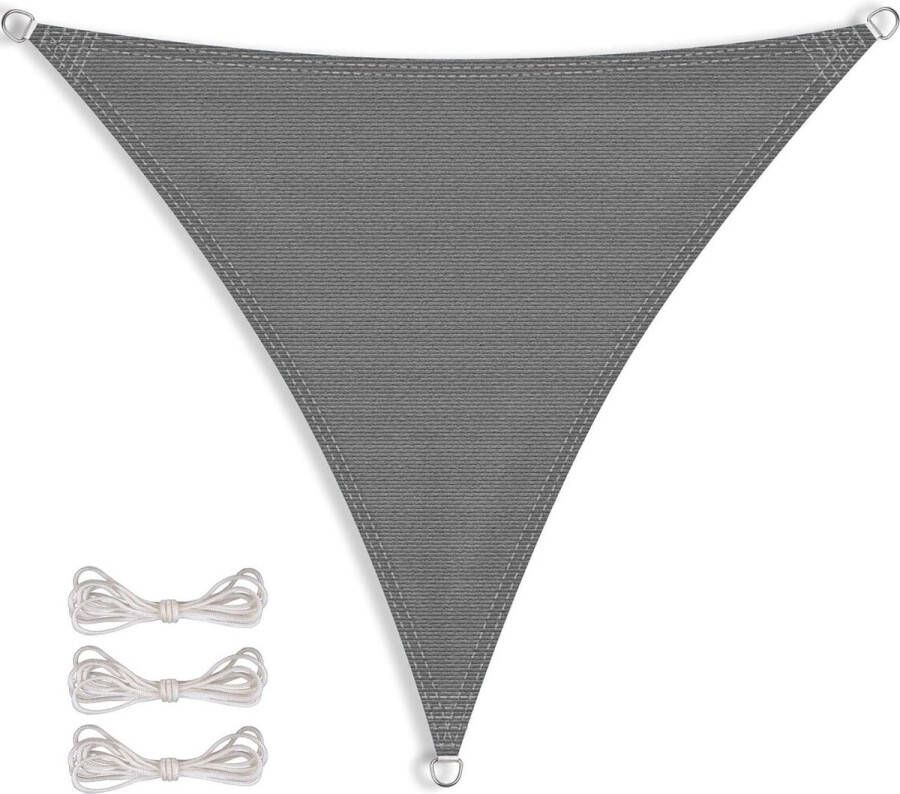 Weerbestendig ademend zonnedoek driehoek 36 x 36 x 36 m incl bevestigingstouwen antraciet HDPE