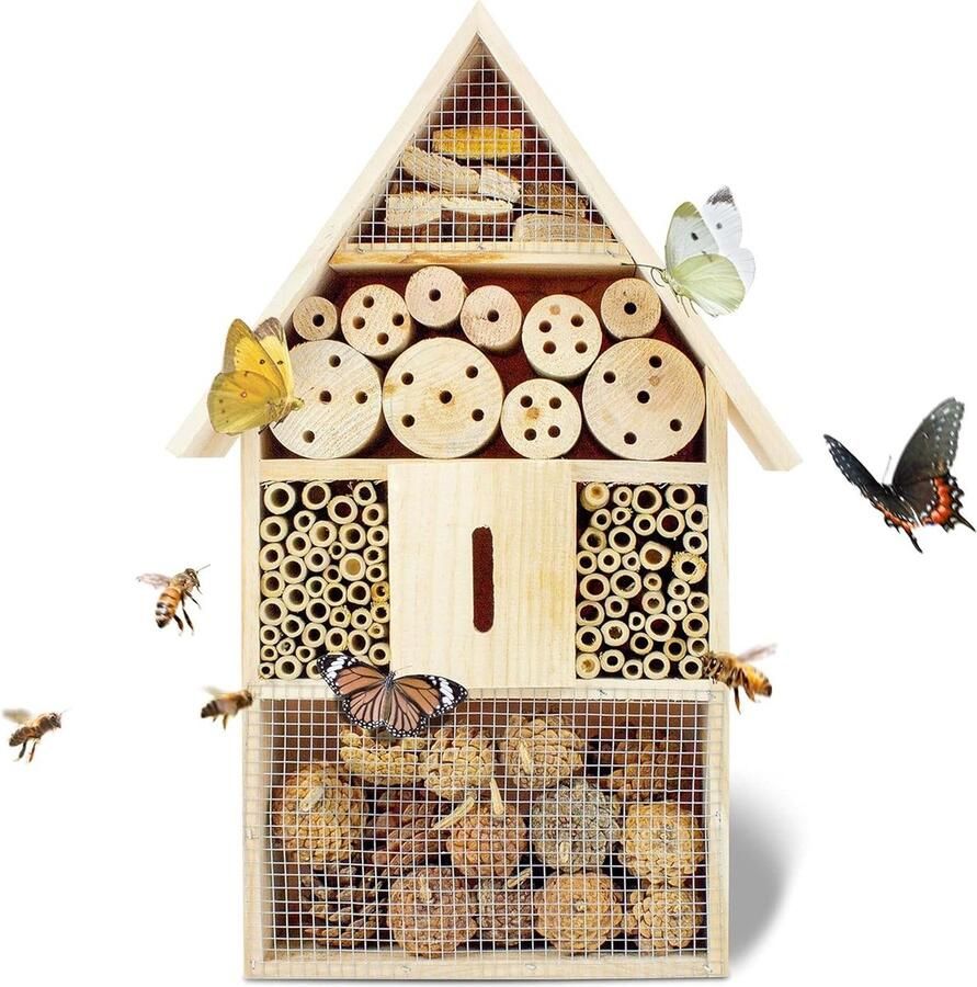 Weerbestendig insectenhotel voor tuin- balkon- en terrasgebruik met zoekwoorden natuurlijke tuindecoratie