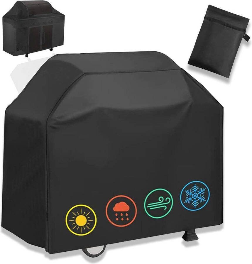 Weerbestendige 420D Oxford-doek Barbecuehoes met anti-uv bescherming voor Grill Accessoires Zwart 145 x 61 x 117 cm BBQ hoes