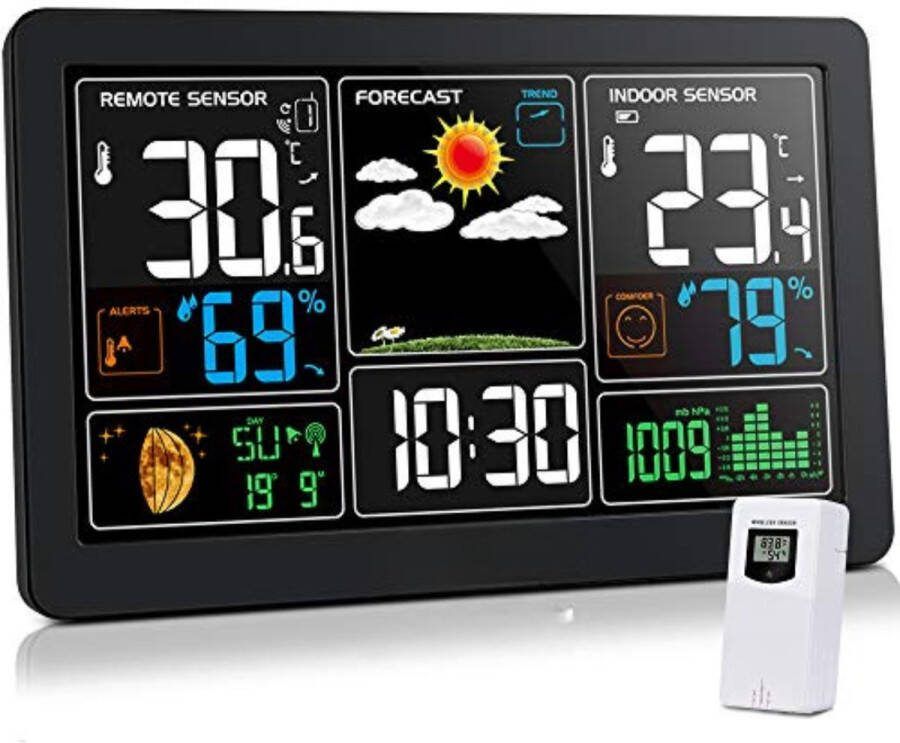 Weerstation draadloze buitensensor Weerstation met buitensensor 2 AA-batterijen vereist