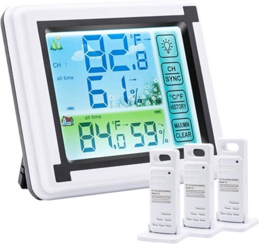 Weerstation draadloze buitensensor Weerstation met buitensensor 8 AAA-batterijen vereist Wit