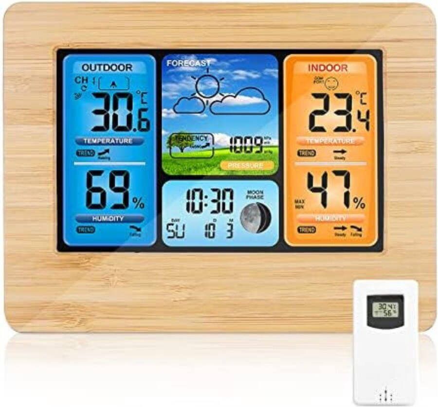 Weerstation draadloze buitensensor Weerstation met buitensensor Geel