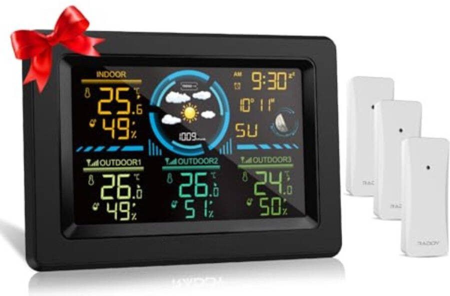 Weerstation draadloze buitensensor Weerstation met buitensensor met 3 buitensensoren
