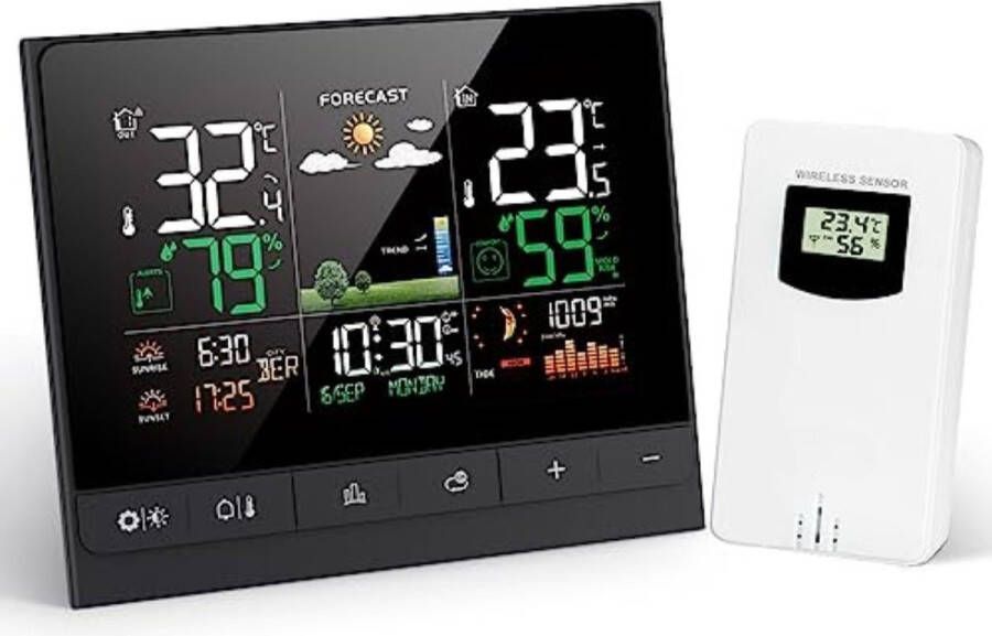 Weerstation draadloze buitensensor Weerstation met buitensensor Werkt op batterijen Wit