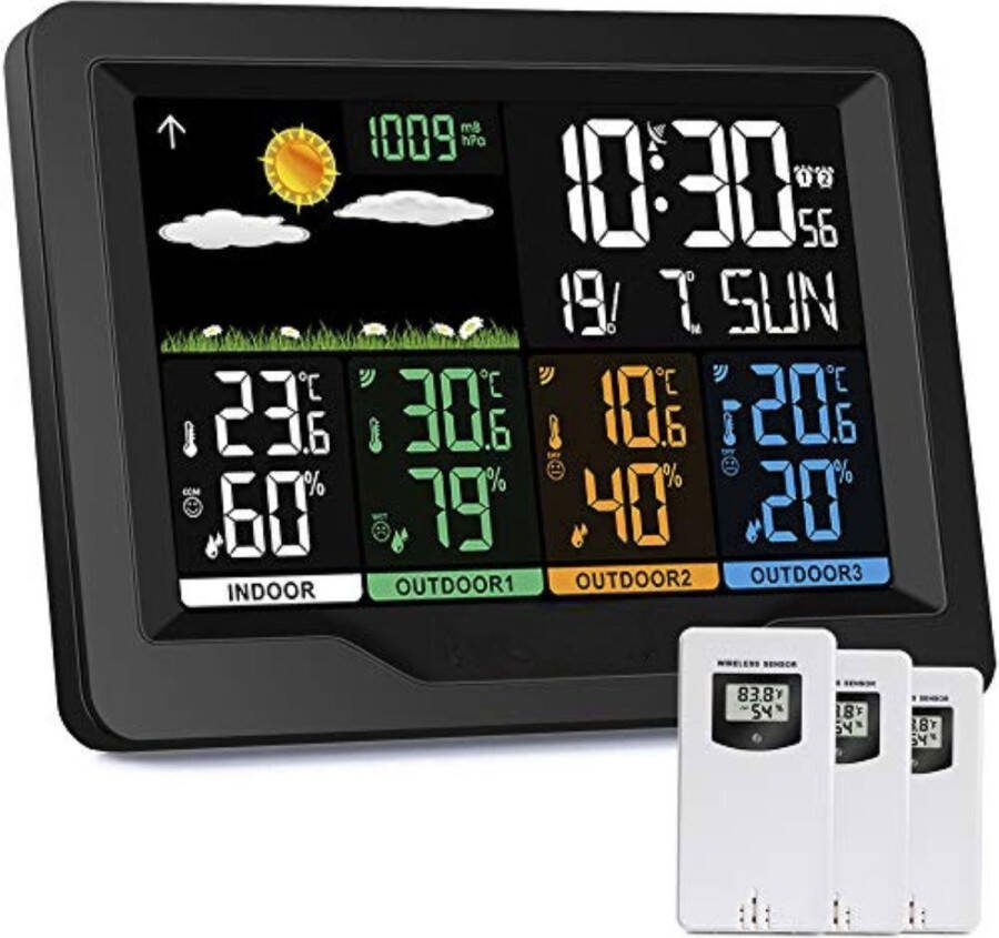 Weerstation draadloze buitensensor Weerstation met buitensensor Zwart 2 AA-batterijen vereist