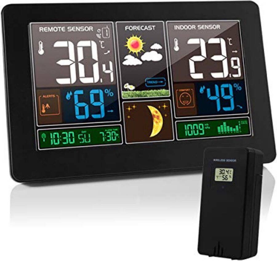 Weerstation draadloze buitensensor Weerstation met buitensensor Zwart 2 AA-batterijen vereist