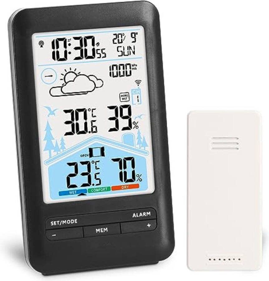 Weerstation draadloze buitensensor Weerstation met buitensensor Zwart