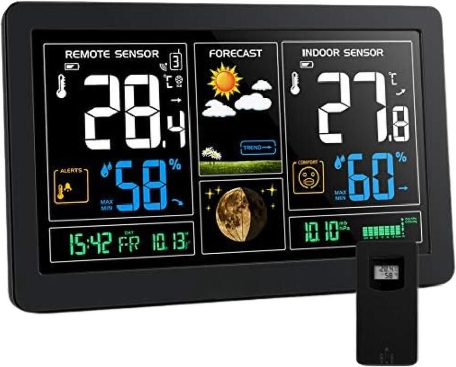 Weerstation draadloze buitensensor Weerstation met buitensensor Zwart
