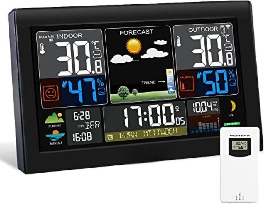 Weerstation draadloze buitensensor Weerstation met buitensensor Zwart