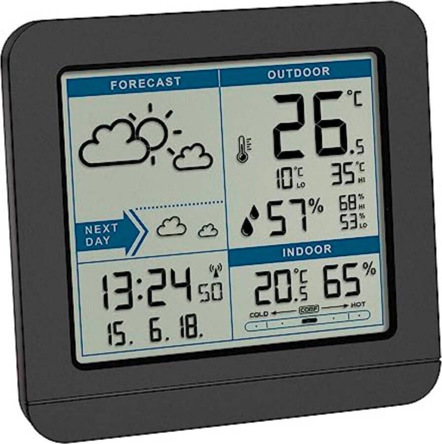 Weerstation draadloze buitensensor Weerstation met buitensensor Zwart (L) 123 x (B) 52 x (H)117