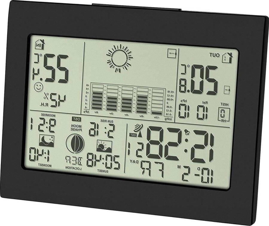 Weerstation HORIZON 35.1155.01 Draadloos Binnen en buiten temperatuur Weersvoorspelling Luchtdruk Radioklok Zwart 158 x 26 x 123 mm
