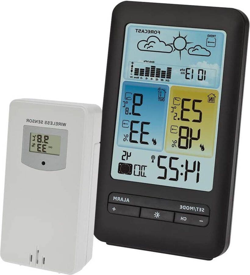 Weerstation LUNA 35.1165.01 Draadloos Weersvoorspelling Grafiek Maanstand Zwart