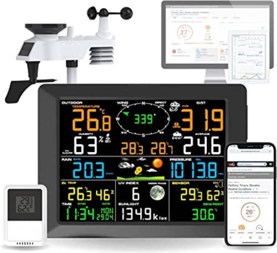 Weerstation Met Buitensensor Weerstation Draadloos Binnen Buiten Weerstation Wifi