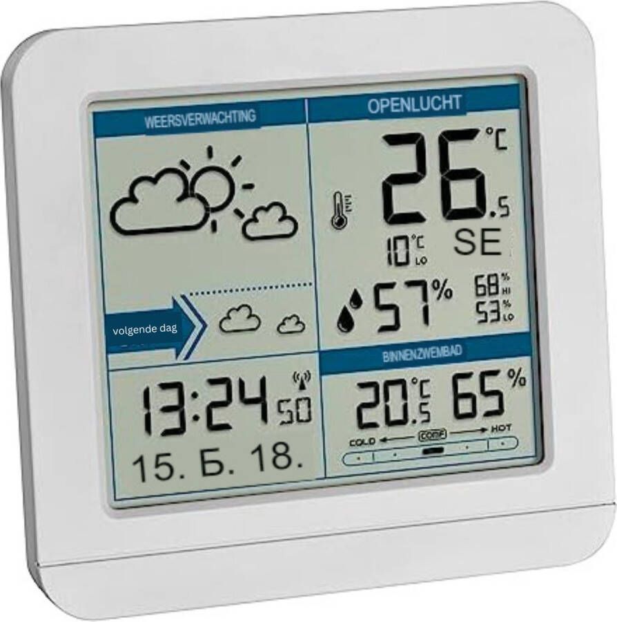 Weerstation Met Buitensensor Weerstation Draadloos Binnen Buiten Wit