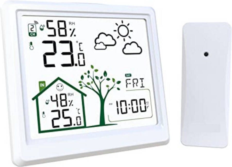 Weerstation Met Buitensensor Weerstation Draadloos Binnen Buiten Wit