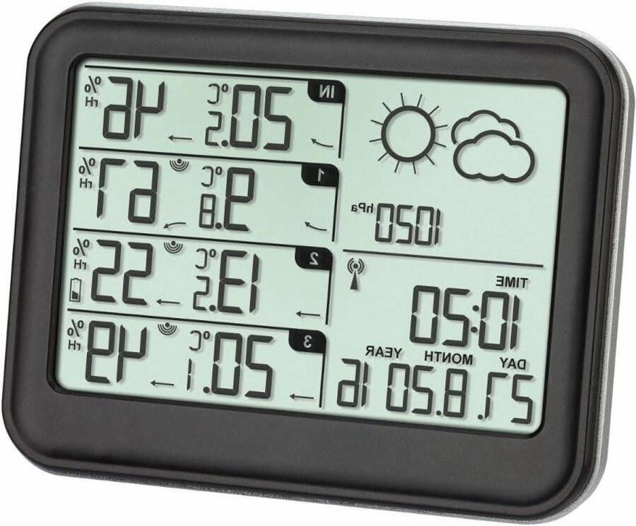 Weerstation View schwarz mit Batterien Weerstation Batterien