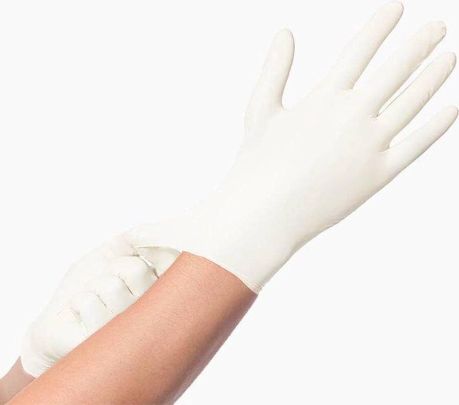 Wegwerp handschoenen latex wit maat M 100 stuks