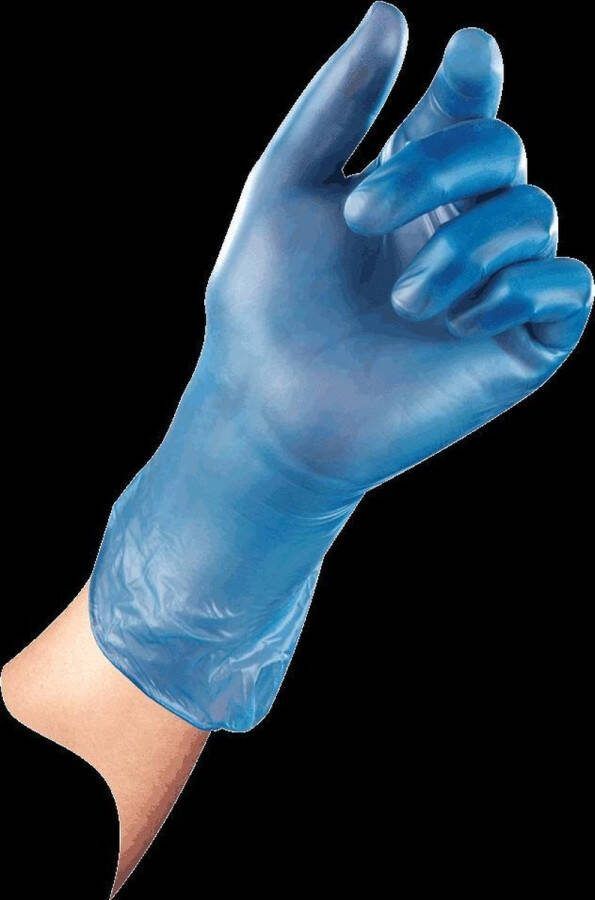 Wegwerp handschoenen vinyl 100 stuks SensaNyl P gepoederd blauw XL