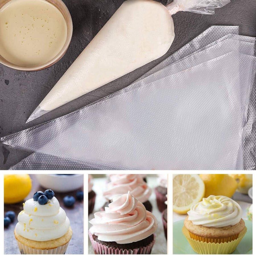Wegwerp spuitzakken 100 stuks verdikte grote met 1 roestvrijstalen tuiten voor botercrème glazuur cake koekjes macarons choux suiker decoratie doorzichtige plastic spuitzakken wegwerp
