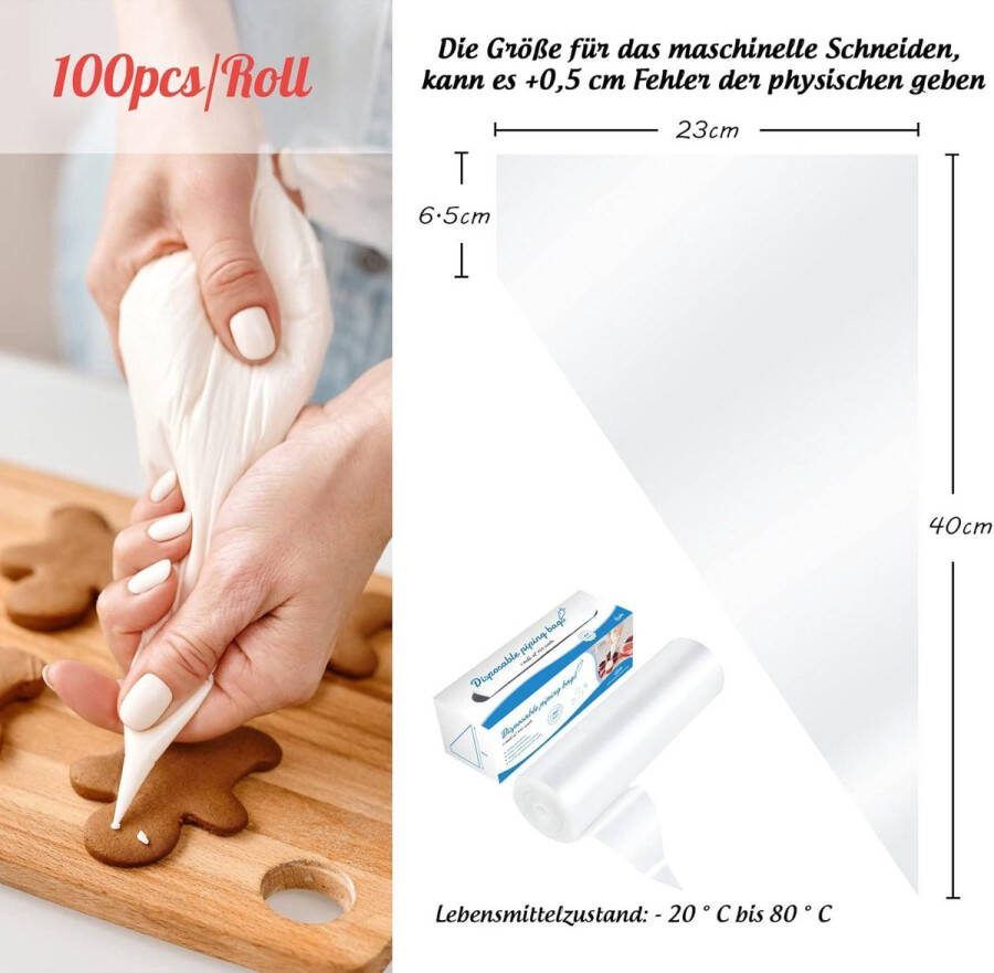 Wegwerpspuitzakken 100 stuks medium 40 cm set voor bakken en cake decoreren spuitzakken wegwerp