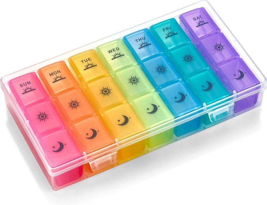 Wekelijkse pillendoosje met ochtend middag en avond compartimenten Grote plastic dispenser met 7-daagse indeling