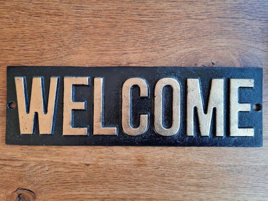 WELCOME Deurbordje van gietijzer Gietijzeren wandbord 'Welcome' Lengte 25cm