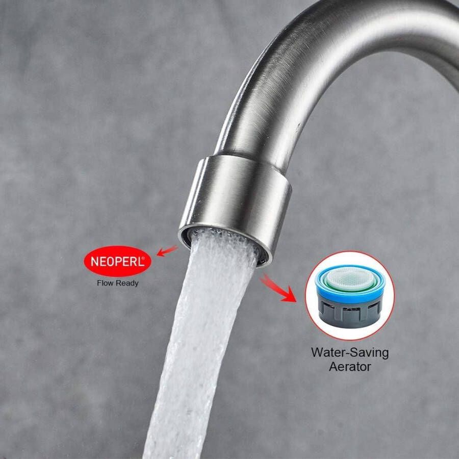 Welt Keukenkraan Roestvrij Staal Eengreepsmengkraan Chroom Grijs voor koud Water Topkwaliteit Langdurige Duurzaamheid Kraan