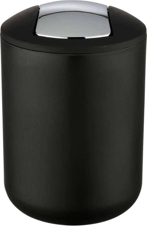 WENKO Brasil S cosmeticabak inhoud 2 liter badkamerprullenbak met klapdeksel kleine afvalbak van onbreekbaar plastic BPA-vrij Ø 14 x 21 cm zwart