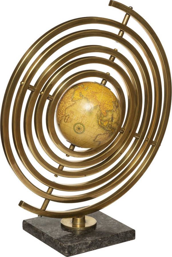 Wereldbol op Marmeren Voet en Messing ornament (bxh) ca. 30cm x 37 5cm