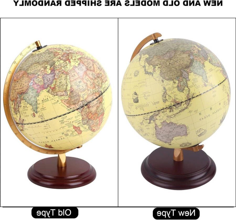 Wereldbol op standaard nachtlamp volwassenen kinderen antieke globe voor bureau of klaslokaal 3D wereldbol (25cm)