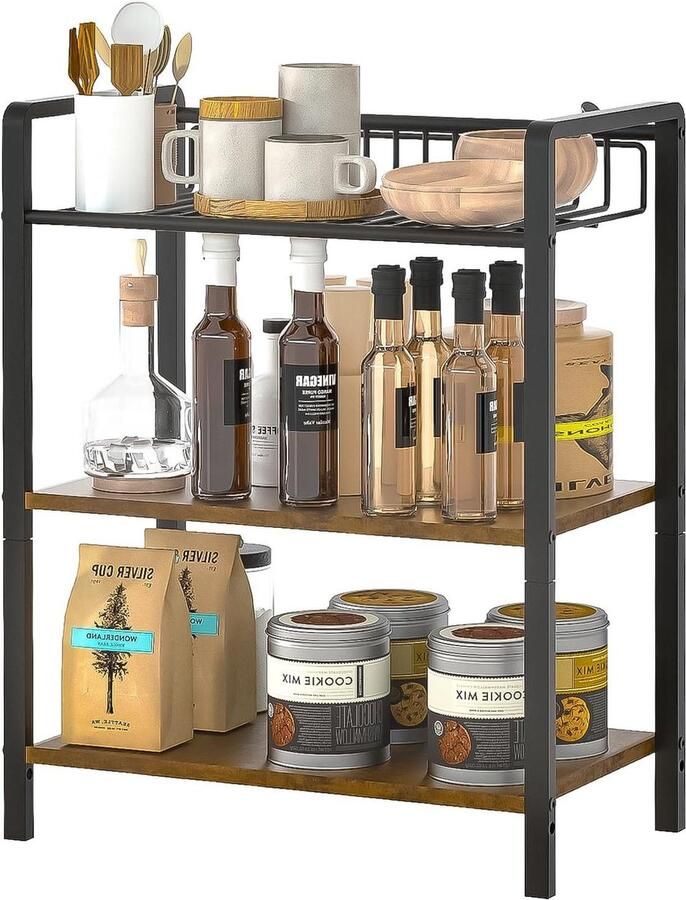 Werkblad Mini-rek Keukenrek Staand Organizer voor Keuken Badkamer Werkkamer Kantoor Entree koffie rek