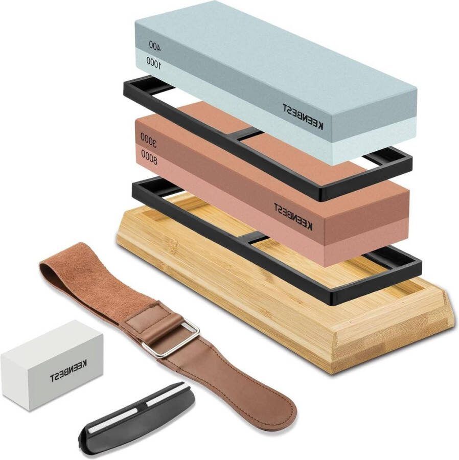 Werkelijke Grit Premium Materiaal Slijpsteen Set 400 1000 3000 8000 Japanse Messenslijper Steen Natte Steen Rood