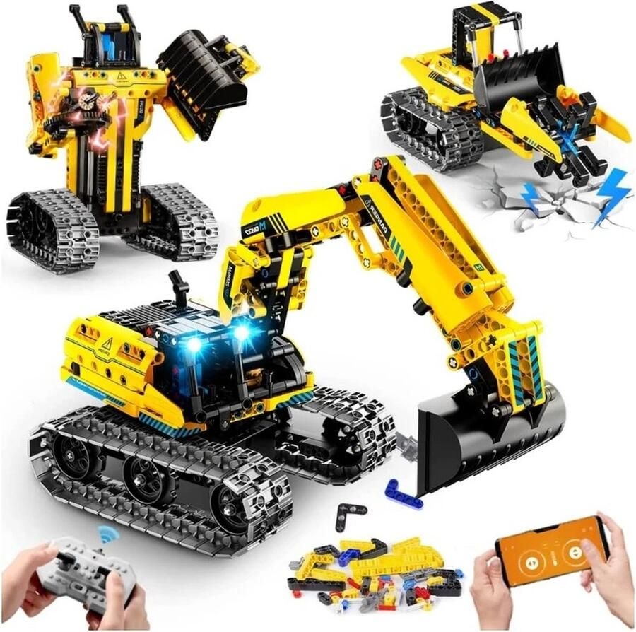 West 3 in 1 technisch speelgoed rc auto Robot Bulldozer Graafmachine Speelgoed
