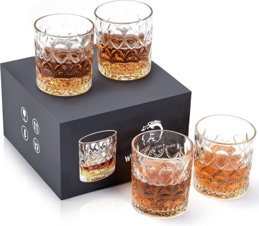 Whiskeyglazen Set van 4 300ml Old Fashioned Glas