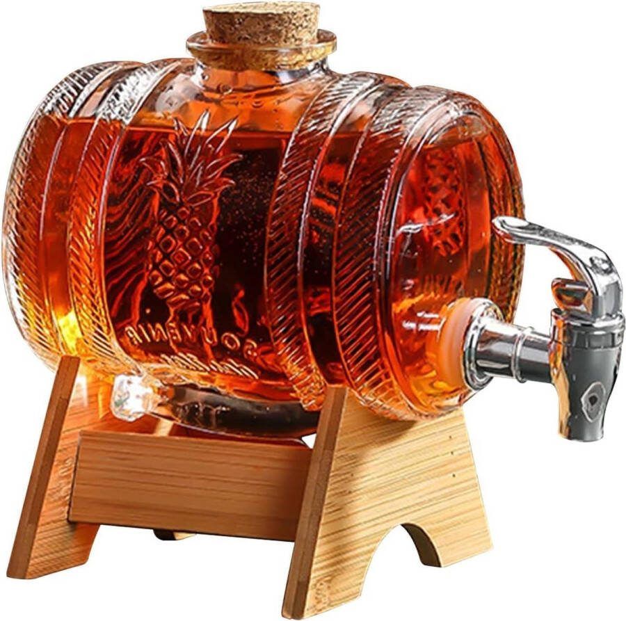 Whisky karaf houten standaard 3000 ml drankdispenser wijn glazen wijnvat kraan Scotch Bourbon Vodka Rum Likeur Party Drinken Geschenken Vriend Man Vader