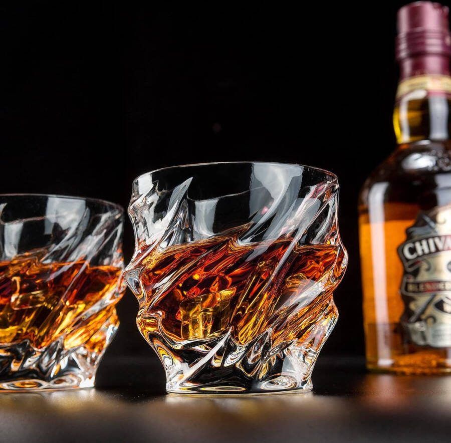 Whiskyglas Whisky Glazen Loodvrije Kristallen Whiskey Glas voor Cognac Martini Scotch Cocktails Wodka Whisky 260 ml Set van 4 Stuks