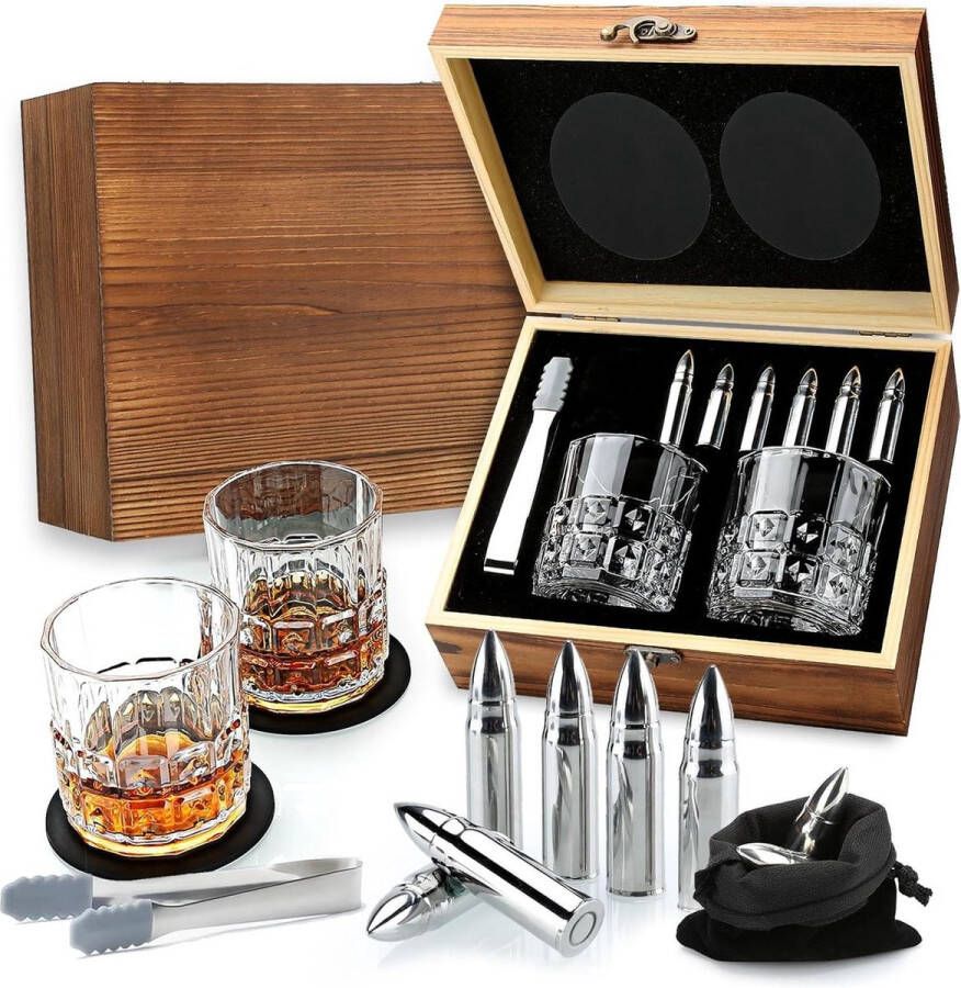 Whiskyglazen Set Verjaardagscadeaus voor Mannen Roestvrij Staal Whisky Stones & Glas Geschenken voor Papa Kerstcadeaus voor Hem